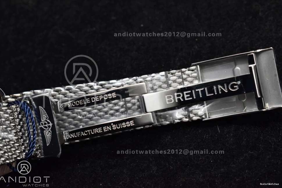 Ceramic BLSF SS Blue Dial and RG Blue II Bracelet Bezel A SuperOcean WaterResistant 1172 Mesh 42mm Heritage Bezel on 1213